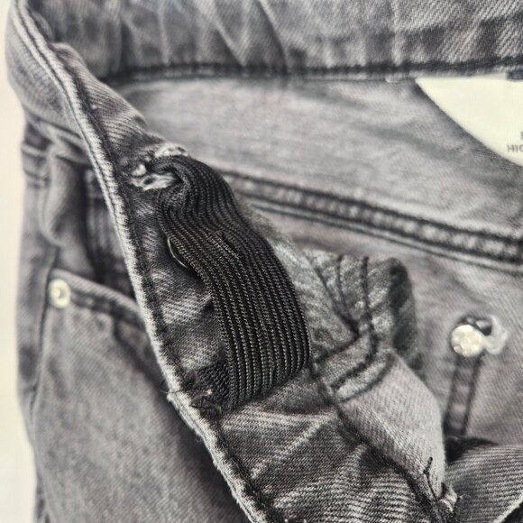 H&M Girls Patcwork Flare Leg Denim Jeans Size 8 Gray Colorblock Retro Adjustable - Picture 7 of 8